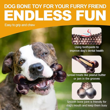 Dog Chew Toys for Aggressive Chewers, 2Pack Indestructible Dogs Bone Toy for Large Small Medium Breeds, Durable Tough Nylon Dog Toys To Keep Them Busy, Puppy Teething Dogs Toy Bone, Beef&Bacon Flavor