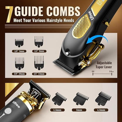 Ufree Hair Clippers for Men, Clippers and Trimmers Set, Cordless Barber Clippers, Grooming Kit, Gifts for Men