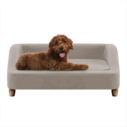 Critter Sitters 36-In. Microfiber Tan Rectangular Dog Sofa for Medium-Sized Dogs, Modern and Stylish Elevated Sofa Bed for Home or Apartment, Comfortable and Easy to Clean