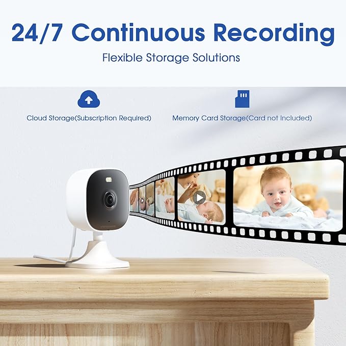 4MP Indoor Cameras for Home Security, Outdoor Security Camera Indoor, 2.4g/5g Cameras for House/Pet/baby, Wired, Plug and Play, Color Night Vision, Support 128G Card Storage (Not Included), 4PCS