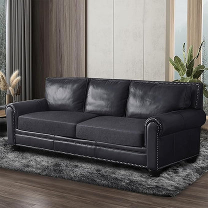 ANARACHON Leather Look Couch Cushion Covers Sofa Seat Slipcovers Sets Couches Furniture Protector for Sectional Armchair Loveseat Pets Kids Stretch Spandex Fabric (2 Cushion Sofa, Dark Grey)