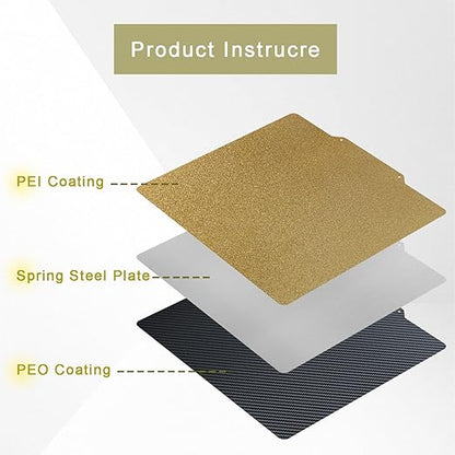 Textured PEI & Smooth PET (Carbon Fiber Pattern) Print Bed Flexible Hot Bed Plate Compatible with CR-10, CR-10S Sidewinder X1 X2