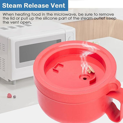 Unbreakable Microwave Soup Mugs with Lids and Handles,Microwave Ramen Bowl with Lid for Soup and Instant Noodles,Oatmeal, Gumbo, Salad,BPA Free