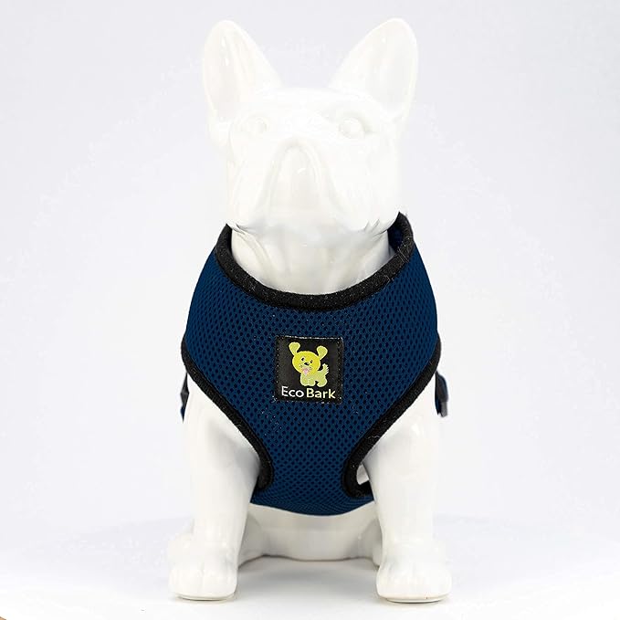 EcoBark Dog Harness - Luxurious Soft Mesh - Eco-Friendly Over the Head Vest Harness - No Pull & No Choke Design - Padded Breathable Body Halter - for Large Breed Dogs (Navy, XXL)
