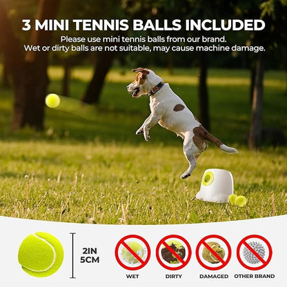 ALL FOR PAWS Automatic Dog Ball Launcher, Interactive Fetch Toy for Small to Medium Dogs, Rechargeable Pet Thrower Machine for Indoor & Outdoor Play, 3 Pcs 2-Inch Balls Included