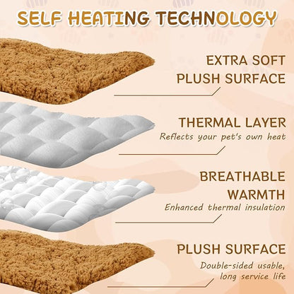 3 Pack Self Warming Pet Bed Leaf Shape Self Heating Cat Dog Mat Washable Thermal Sleeping Pad for Indoor Outdoor Hedgehog, Bunny, Sugar Glider, Rat, Chinchilla(Orange,Large-19 x29)
