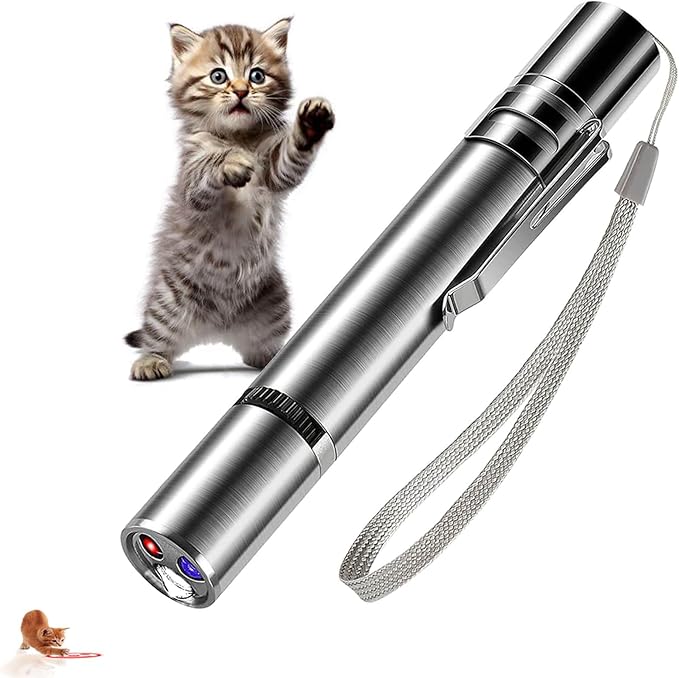 Cat Toys, with Metal Case, Rechargeable, 7 Adjustable Patterns (1) (1 Pieces)