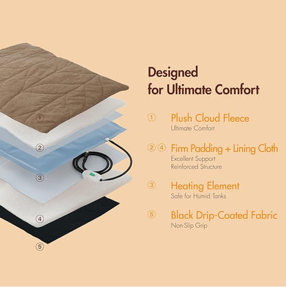 Vagascape Dog Heating Pad (56"x40") - Waterproof Electric Heated Mat & Pet Bed for Indoor and Outdoor Use, Chew Resistant Cord, Machine Washable Cover with Wheat Pattern Quilting, for Cats and Pets