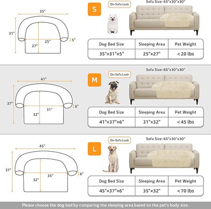 Calming Dog Bed Fluffy Plush Dog Mat for Furniture Protector with Removable Washable Cover for Large Medium Small Dogs and Cats (Medium, Beige)