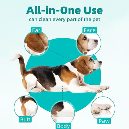 MEDUWEDU [10 Count] No-Rinse Pet Glove Wipes – 5-Finger Design, Coconut Oil & Aloe, Hypoallergenic Grooming Mitts for Dogs & Cats