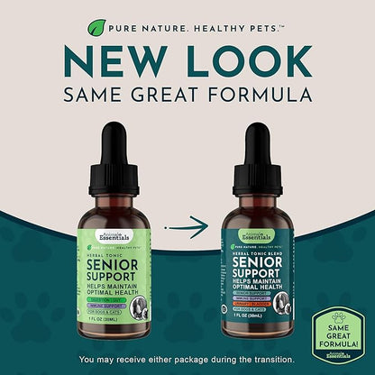 Animal Essentials Senior Support for Dogs & Cats Supplement - Milk Thistle, For Old Cats & Dogs, Pet Kidney Support, Herbal Supplement - 1 Fl Oz