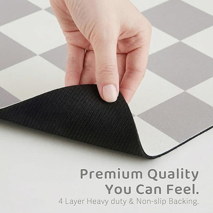 Ralxion Checkered Dog Feeding Mat, Absorbent Mats for Dog Food and Water Bowl, Dispenser, Retro Modern Aesthetic Preppy Grey Checkerboard Pet Placemat for Dogs, Cats, Puppy Accessories, 12" X19”