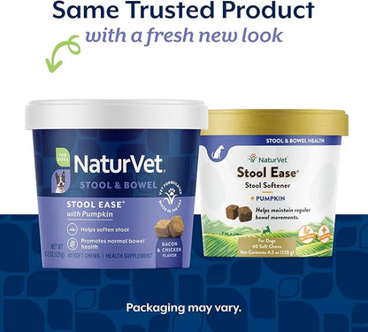 NaturVet – Stool Ease for Dogs – 40 Soft Chews – Helps Maintain Regular Bowel Movements – Enhanced with Sugar Beet Pulp, Flaxseed & Psyllium Husk – 40 Day Supply
