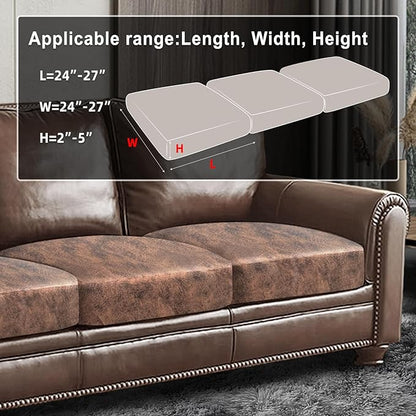 ANARACHON Leather Look Couch Cushion Covers Sofa Seat Slipcovers Sets Couches Furniture Protector for Sectional Armchair Loveseat Pets Kids Stretch Spandex Fabric (3 Cushion Sofa, Light Brown)