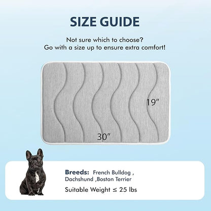 MICROCOSMOS 0.8" Thick Cooling Dog Foam Pad & Summer Pet Sleeping Mat, Machine Washable, Materials Safe, Portable Flat Pet Bed for Dogs.(Light Grey, 30" x 19")