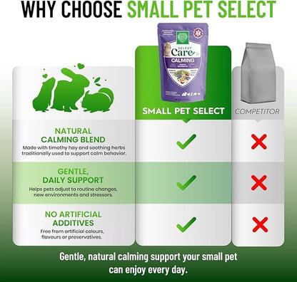 Small Pet Select - Select Care Calming Support Supplement, Natural High Fiber Timothy Hay Based Treats for Rabbits, Guinea Pigs, Hamsters, Other Small Animals, 4.2 oz