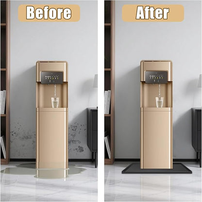 24x16x0.8 Inch Waterproof Water Cooler Mat with Raised Edge - Non-Slip Spill Drip Tray for Cooler Dispensers, Easy to Clean Mat for Floor & Countertop Protection in Kitchen, Office, Bedroom (Black)