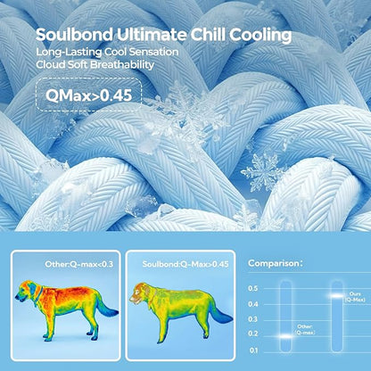 Soulbond Cooling Blanket for Extra Large Dogs - Q-MAX>0.45, Washable Cool Pet Cats Throw Blanket for Hot Weather, Self-Cooling Soft Dog Mat for Bed Crates Couch Sofa Cars(50"x60", Pink)
