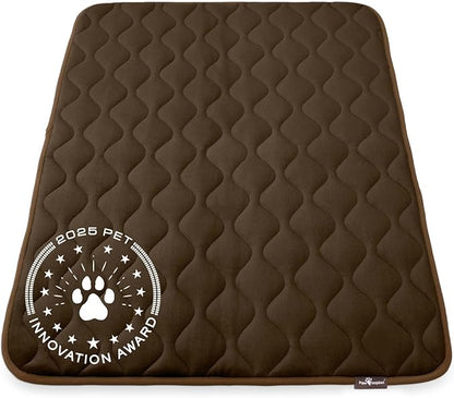 Paw Inspired Washable Padded Crate Mats for Dogs | 47” x 29” Pad, Fits 48-inch Kennels | Leakproof, Waterproof Bottom, Plush Pet Beds (Dark Brown)