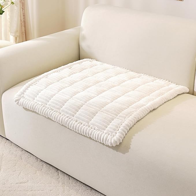 OstepDecor Washable Couch Cover for Dogs, Thick Pet Friendly Sofa Covers, Soft Couch Protector, Paw Cart Sofa Slipcovers, Cushion Protector for Leather, Sectional, Loveseat (27.6" x 27.6", White)