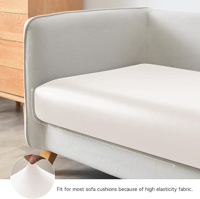 Yates Home PU Leather Couch Sofa Cushion Slipcover Water-Proof Elastic Chair RV Seat Covers Loveseat Slip Cover for Seater Replacement in Living Room（2 Piece Large Sofa Cushion Covers,Beige