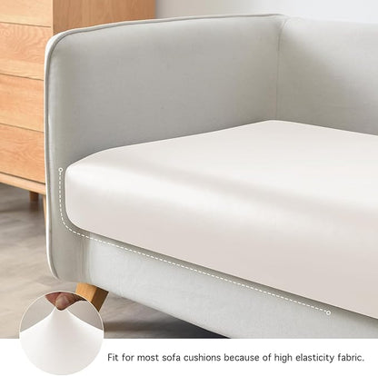 Yates Home PU Leather Couch Sofa Cushion Slipcover Water-Proof Elastic Chair Seat Covers Loveseat Slip Cover for Seater Replacement in Living Room（3 Piece Large Sofa Cushion Covers, Beige