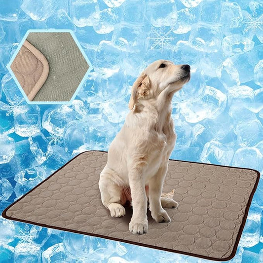 2026 Upgraded Washable Dog Cooling Mat Ice Silk Cooling Mat for Dogs Pet Self Cooling Pad Blanket Dog Cooling Pad (Q-Max>0.4) for Indoor & Outdoor Car Seats (Coffee, 28x22 in)