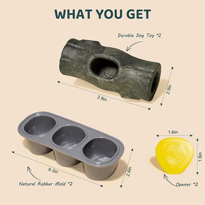 MENGJINGO 2 Pack Interactive Dog Toys for Aggressive Chewers, Long-Lasting Frozen Dogs Treat Holder to Keep Them Busy, Indestructible Dog Enrichment Toys - Reduce Anxiety, Safe for Large/Medium Breed