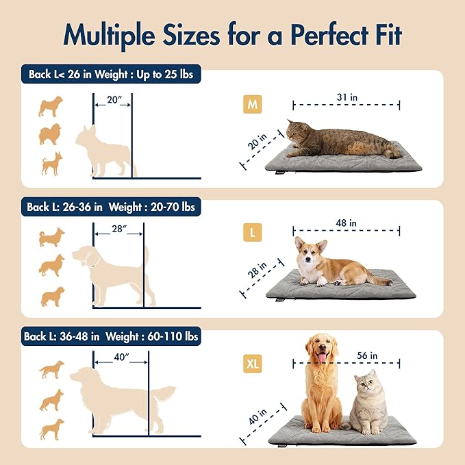 Vagascape Dog Pad (31"x20") - Waterproof Mat & Pet Bed for Indoor and Outdoor Use, Chew Resistant Cord, Machine Washable Cover with Wheat Pattern Quilting, for Cats and Pets