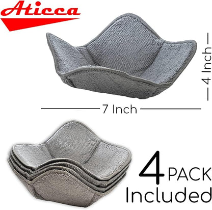Aticca Microwave Bowl Cozy Holders for Hot Food Set of 4 Hot Pads for Bouillon Cups Multipurpose Heat Proof Plate Holder