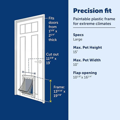 PetSafe Extreme Weather Pet Door - Insulated Weather-Resistant Dog & Cat Door with Durable Plastic Frame - Maximum Energy-Saving Efficiency - Large - for Dogs & Cats up to 100 lbs