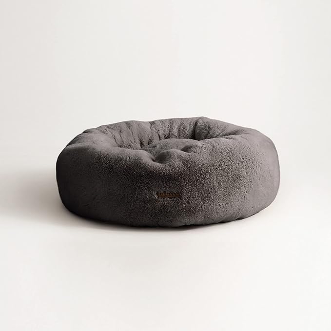 UnHide Floof Pet Bed - Small (23" x 8") - Extra Soft Dog Bed - Removable Faux Fur Cover - Machine Washable - Helps Ease Pet Anxiety & Provides the Perfect Sleep - Charcoal Charlie