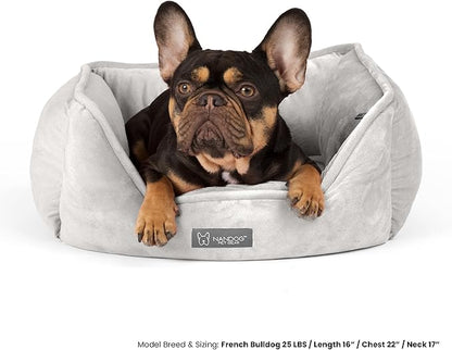 NANDOG Reversible Dog Bed from The Signature Collection– Luxury Cloud-Soft Pet Bed for Small to Medium Dogs & Cats, Premium Pet Gear, Reversible Design, Plush Comfort, Modern Style - Light Grey