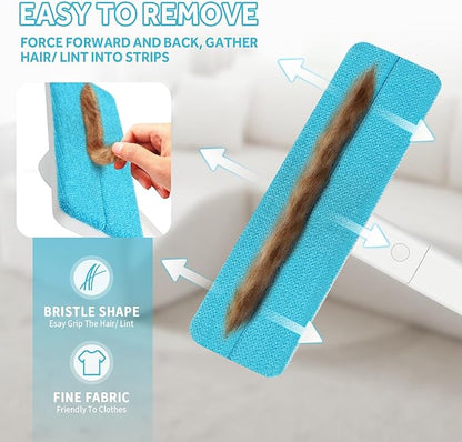 2-in-1 Pet Hair Remover Roller & Brush - Furniture Carpet Rake and Silicone Pet Grooming Brush with Extendable Handle, Adhesive Hook for Easy Storage | Dog Cat Hair Removal Tool for Home Car Cleaning
