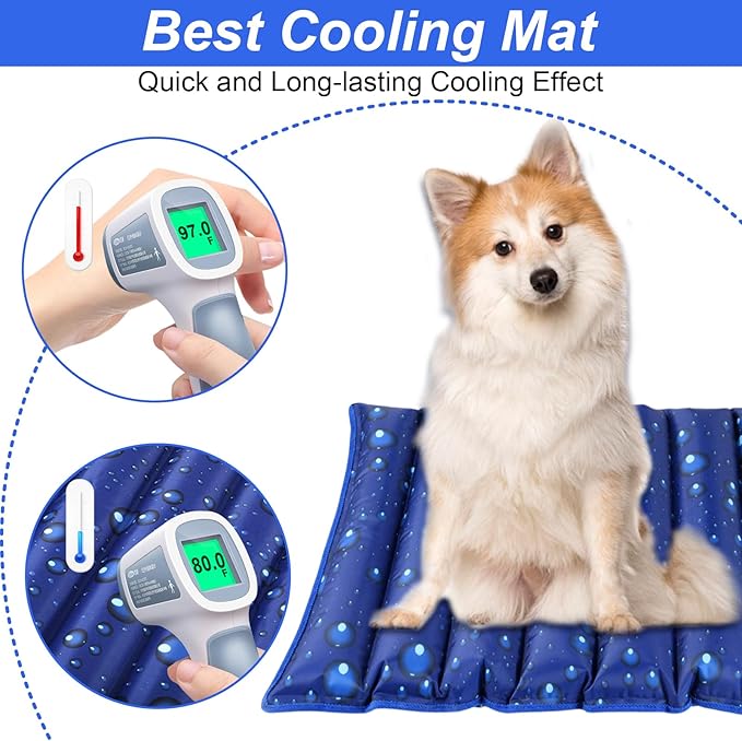 Dog Cooling Mat, 35.4" x 18.9", Cooling Mat for Dogs and Cats, Suitable for All Types of Pets, Durable Cooler Fabric for Better Cool Sensation, Keeping Pets Cool in Summer Heat (Dewdrop)