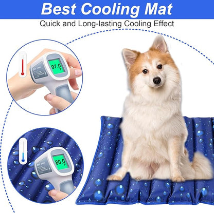 Dog Cooling Mat, 35.4" x 18.9", Cooling Mat for Dogs and Cats, Suitable for All Types of Pets, Durable Cooler Fabric for Better Cool Sensation, Keeping Pets Cool in Summer Heat (Dewdrop)