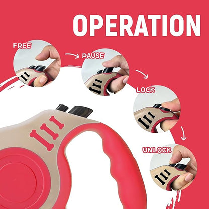 Retractable Dog Leash Automatic Telescopic Tractor Dog Tape, Pet Tape 10/16 FT Durable and Convenient, with Folding Bowl, Dispenser, Rubbish Bags, Suitable for Small and Medium Dogs