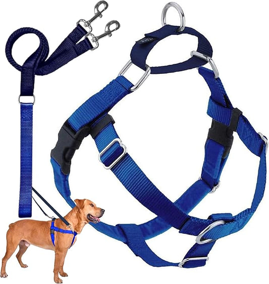 2 Hounds Design Freedom No Pull Dog Harness, Adjustable Harness and Leash Set, Easy Walking & Comfortable Control, Fits Small, Medium & Large Dogs, Solid Colors, Made in USA, 5/8" XS, Royal Blue