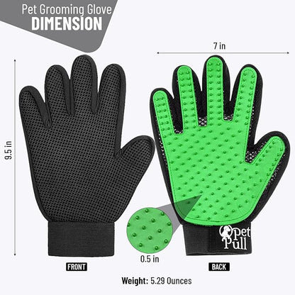 Pet Grooming Gloves with 259 Silicone Tips - Pet Hair Removal Tool Gentle Shedding Dog Washing Gloves - Deshedding Brush Hair Remover Mitts for Dogs & Cats for Long and Short Hair (Green)