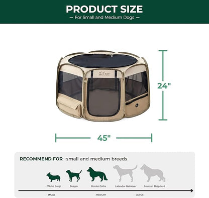 FXW Gotent Unleashed Dog Playpen Designed for Indoor/Outdoor/Travel Use, Suitable for Puppy and Small Dogs, Portable & Foldable, 45 inch│Patent Pending