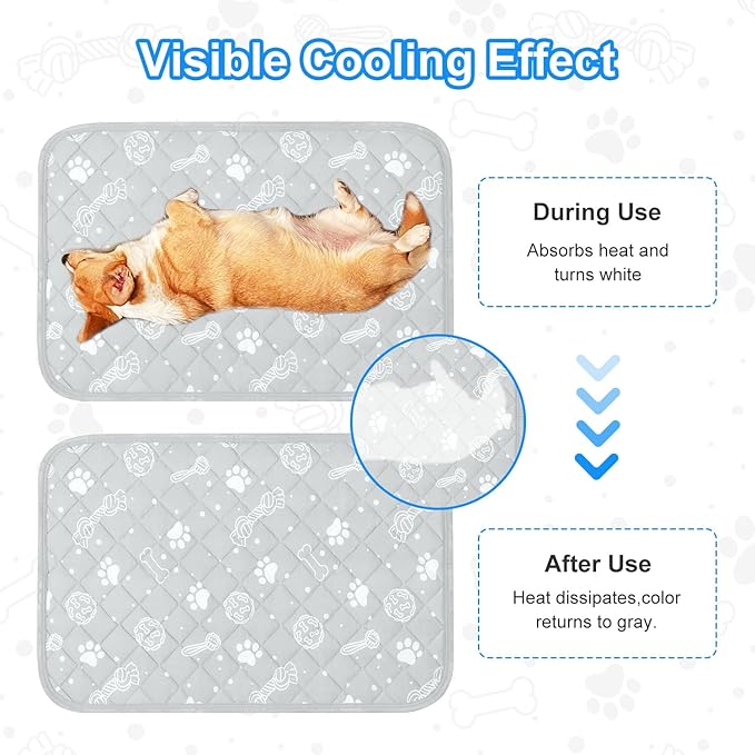 MH MYLUNE HOME Self Cooling Mat for Large Dog, 39”x59” Cool-Chill Cooling Fiber & Endothermic Color Changing Pet Cooling Pad, Foldable & Washable Non-Toxic Summer Pet Blanket
