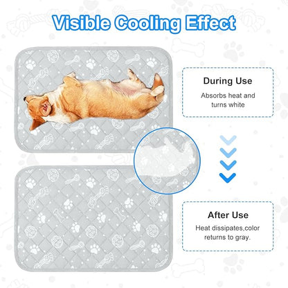 MH MYLUNE HOME Self Cooling Mat for Large Dog, 39”x59” Cool-Chill Cooling Fiber & Endothermic Color Changing Pet Cooling Pad, Foldable & Washable Non-Toxic Summer Pet Blanket