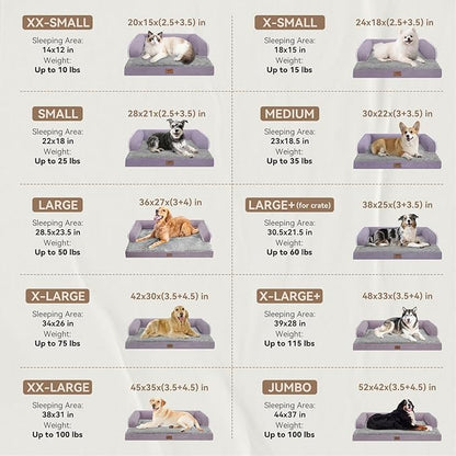 Orthopedic Large Dog Bed Washable, Orthopedic Dogs Bed with Removable Bolsters, Washable Dog Beds Cover for Extra Large Dogs, Waterproof Pet Beds and Non-Slip Bottom