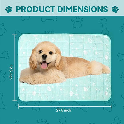 SUPRIY Pet Cooling Mat for Dogs & Cats - Qmax 0.4 Waterproof Cooling Pad, Summer Heat Relief Mat with Japanese Polyester Tech, 3 Sizes Indoor/Outdoor Use (19.5 * 27.5, Blue Ocean)