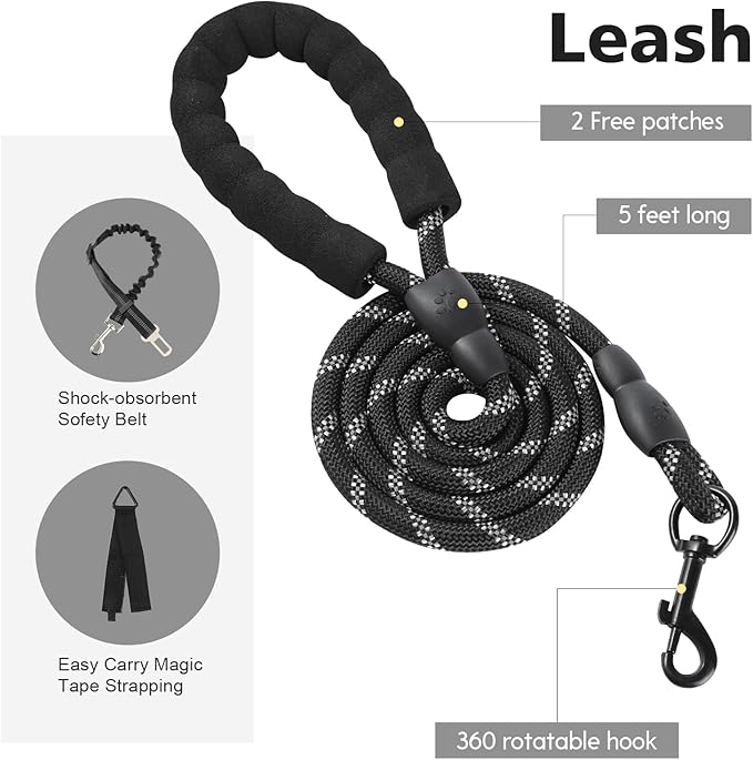 No Pull Tactical Dog Harness for Small Dogs, Escape Proof Molle Dog Vest Harness and Leash Set, Adjustable Military Service Dog Harness with Handle for Medium Large Dogs(Black, Small)