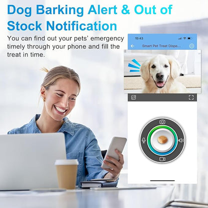 Iseebiz Pet Camera Treat Dispenser, 2.4G & 5G WiFi Dog Camera with 2 Way Audio Talk Listen, 1080P Night Vision Cat Dog Cam, App Control Tossing, Multi Devices Login, Compatible with Alexa, Upgraded
