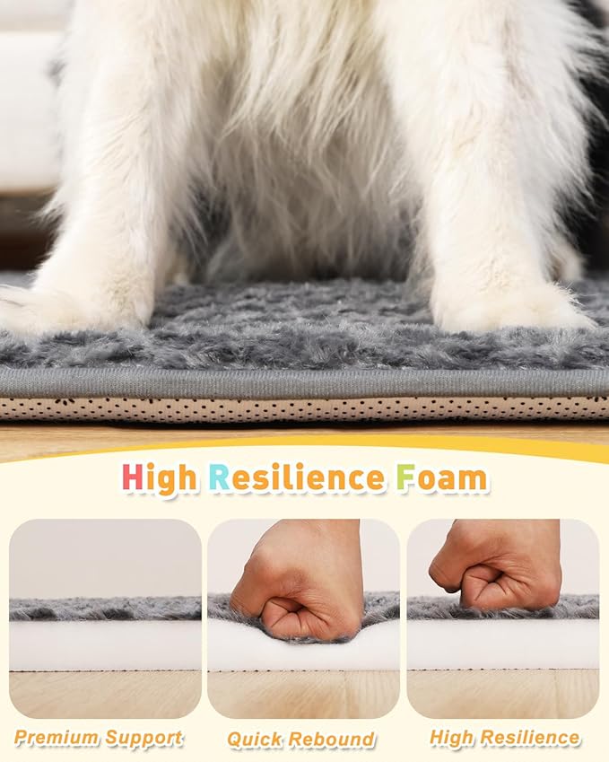 XL Dog Bed for Crate High Resilience Foam Crate Pad Mat for Large Dogs Washable Anti-Slip,41" x 27",Dark Gray