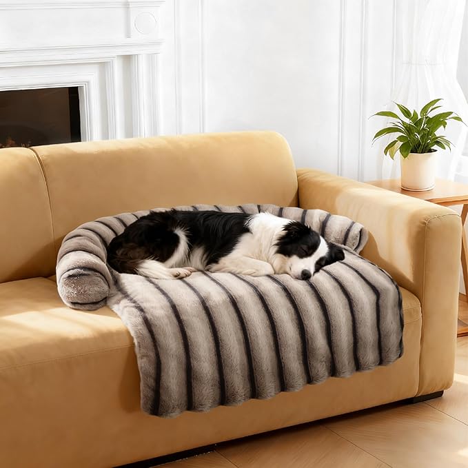 WATANIYA PET Medium Dog Couch Bed, Fluffy Washable Couch Protector for Dogs with Removable Cover, Non-Slip Dog Sofa Bed, 35x31 Inch, Brown