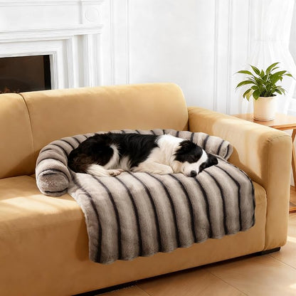 WATANIYA PET Medium Dog Couch Bed, Fluffy Washable Couch Protector for Dogs with Removable Cover, Non-Slip Dog Sofa Bed, 35x31 Inch, Brown