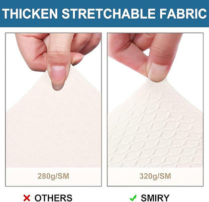 Smiry Waterproof Seat Covers for Dining Room Chairs Set of 4, Stretch Jacquard Removable Washable Chair Seat Slipcovers Protector, No Rear Covers, Ivory
